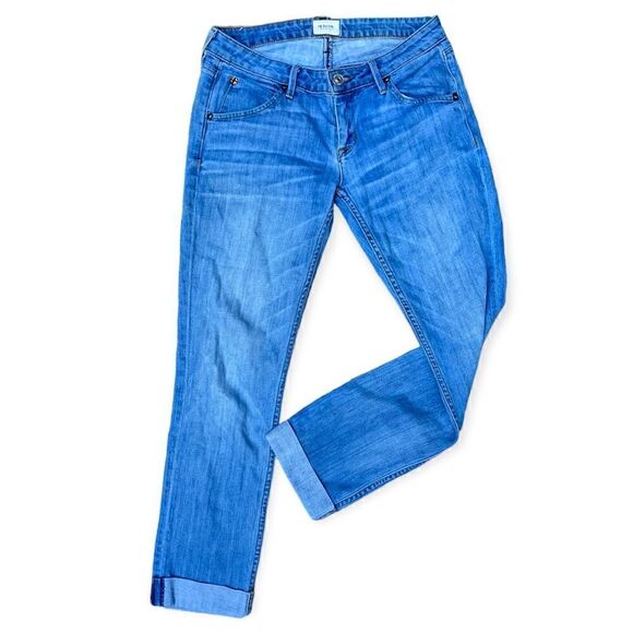 HUDSON BACARA STRAIGHT LEG CROPPED CUFFED JEANS BLUE SIZE 25 - Picture 2 of 13